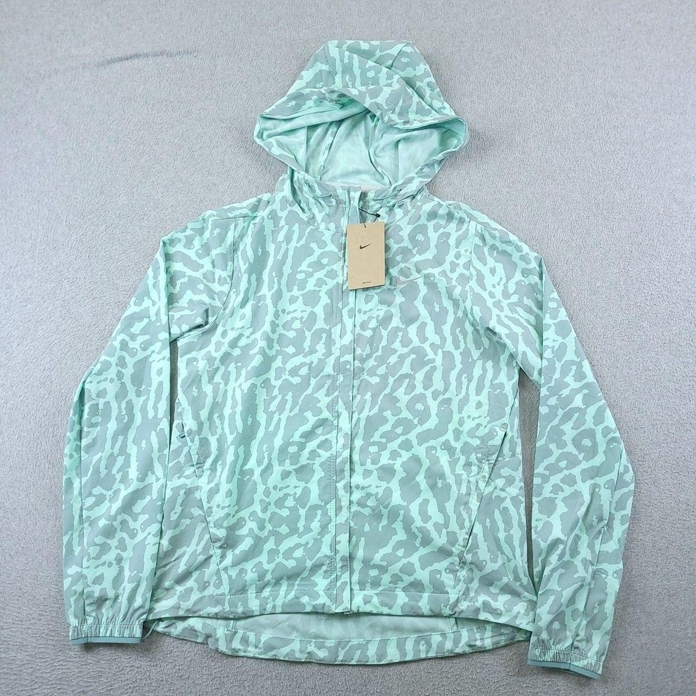 Nike Hoodie Womens Small Green Swift Dri-FIT Animal Print Running Whistle Repel